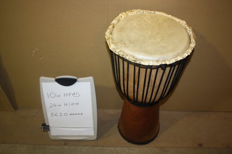 African Wooden Djembe Drum 10in Head x 24in High ~ Weight 5620 Grams ~ £75 ono