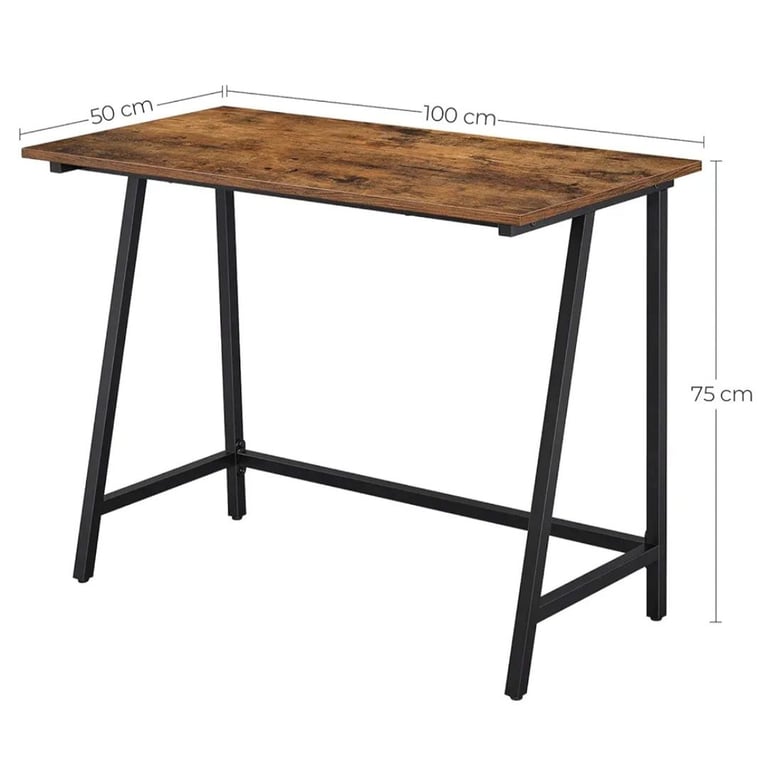 VASAGLE Computer Desk Writing Desk with Steel Frame Rustic Top Table Brown Black