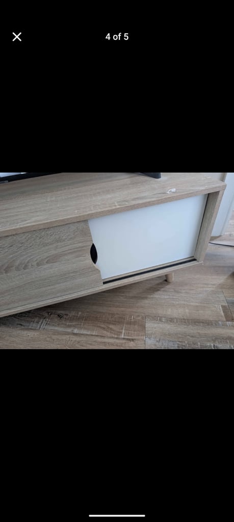 Wooden and white TV unit 