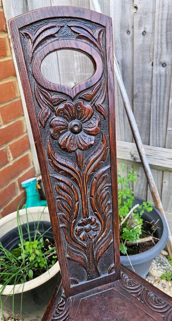 Antique Carved Oak Spinning Chair Circa 1910