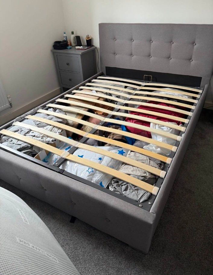 Double ottoman bed frame with mattress 