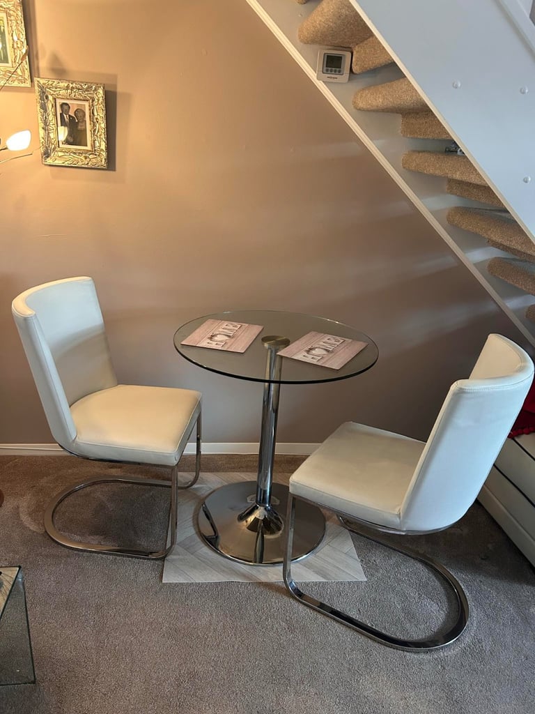 image for Glass Dining table and 2 Chairs