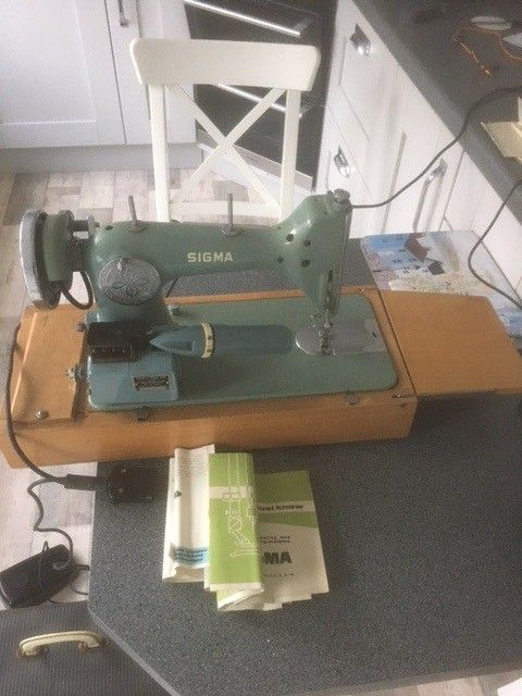 image for Antique Sigma Electric sewing machine- with carrying case