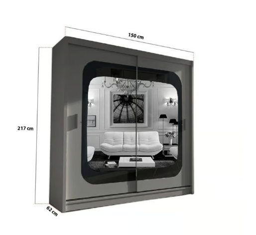 Brand New - Chelsea Mirror Sliding Door Wardrobe - Grey- SAME/NEXT DAY DELIVERY
