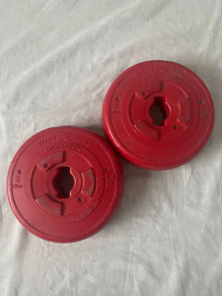 image for 2 x 2KG/4.4LBS Plastic Vinyl Weight Plates - Ultra K-Tron Orbatron