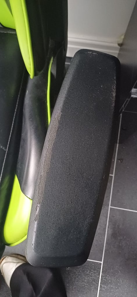Black and green gaming chair.