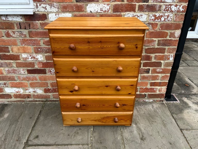 Solid Pine Chest of Drawers - Good Condition 