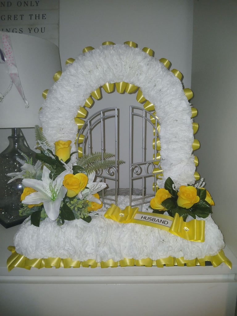 image for Stunning funeral flowers name banners are easily removed & can b replaced