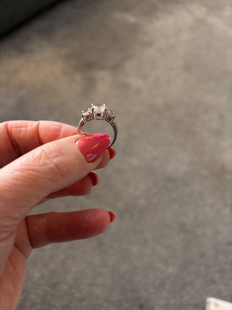 Costume silver ring with 3 diamanté stones