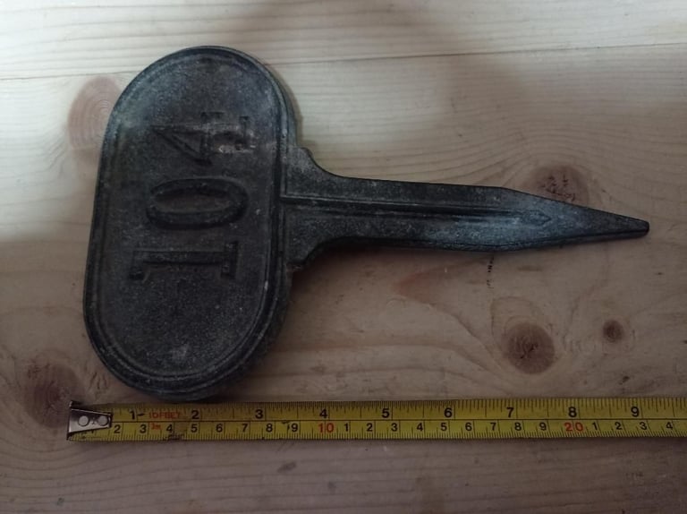 image for Grave marker 104 approx 9.5 inches high possibly military