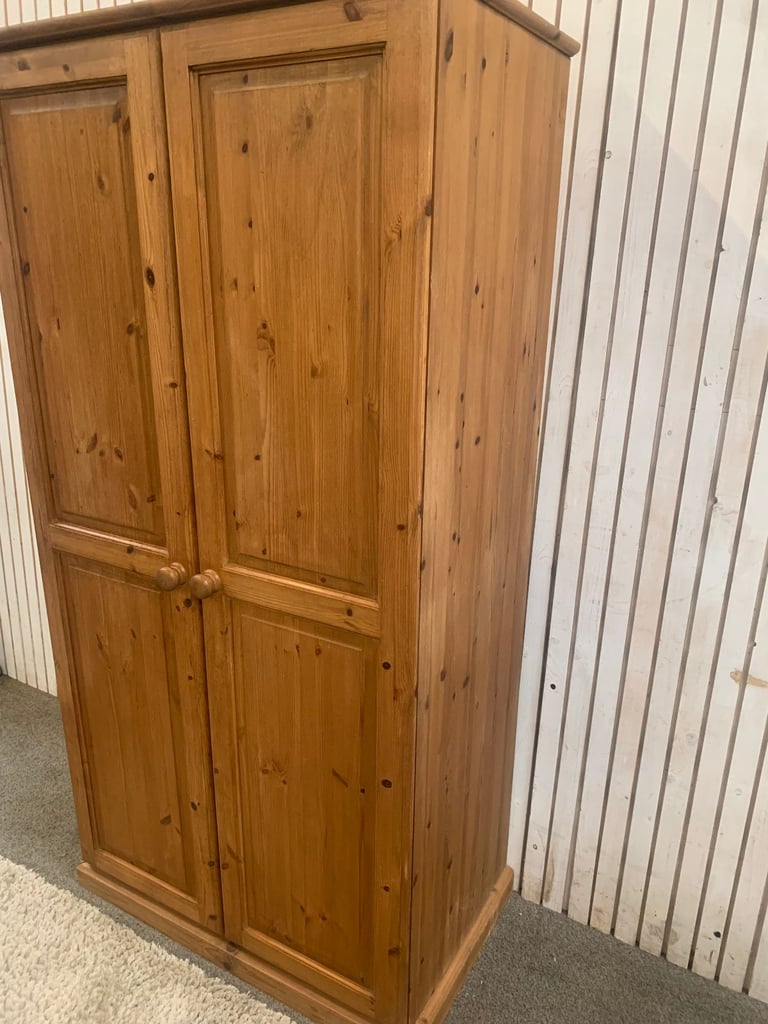 Vintage Double Wardrobe Double Hanging or Full Hanging Two doors and Two Hanging Rails. Solid Pine