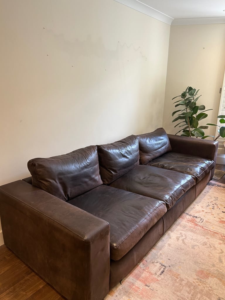 Large Brown Leather Raft ‘Manhatten’ Sofa