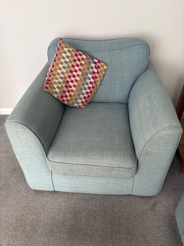 Pale blue lounge 3 piece suite + footstool | in Sutton, London | Gumtree