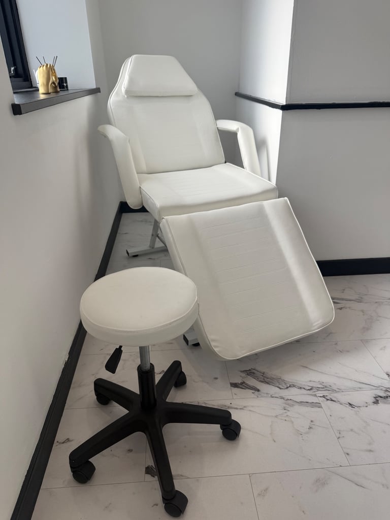 image for Beauty Salon Bed Chair | Stool Included - Massage Table Tattoo Therapy White