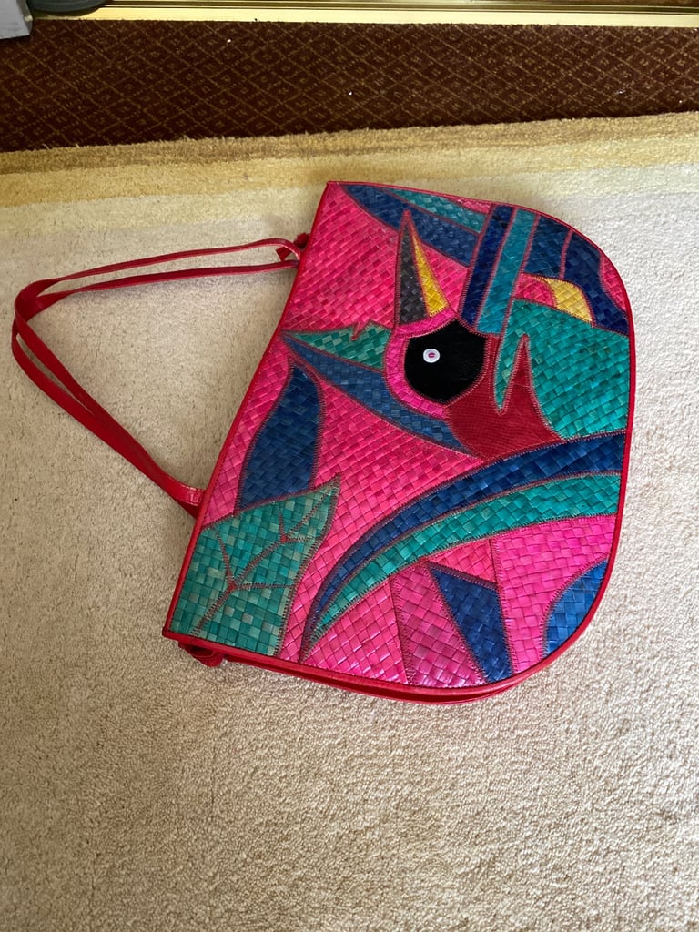 Statement Colourful Raffia Tote Bag.