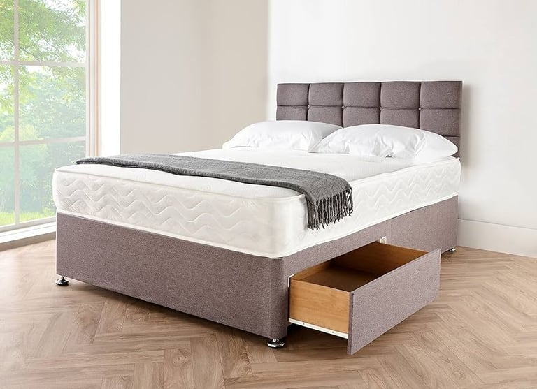 DIVAN 4FT Small Double Divan Bed Base Set >> Mattress + Storage >> Limited Offer 20% Off >>>>
