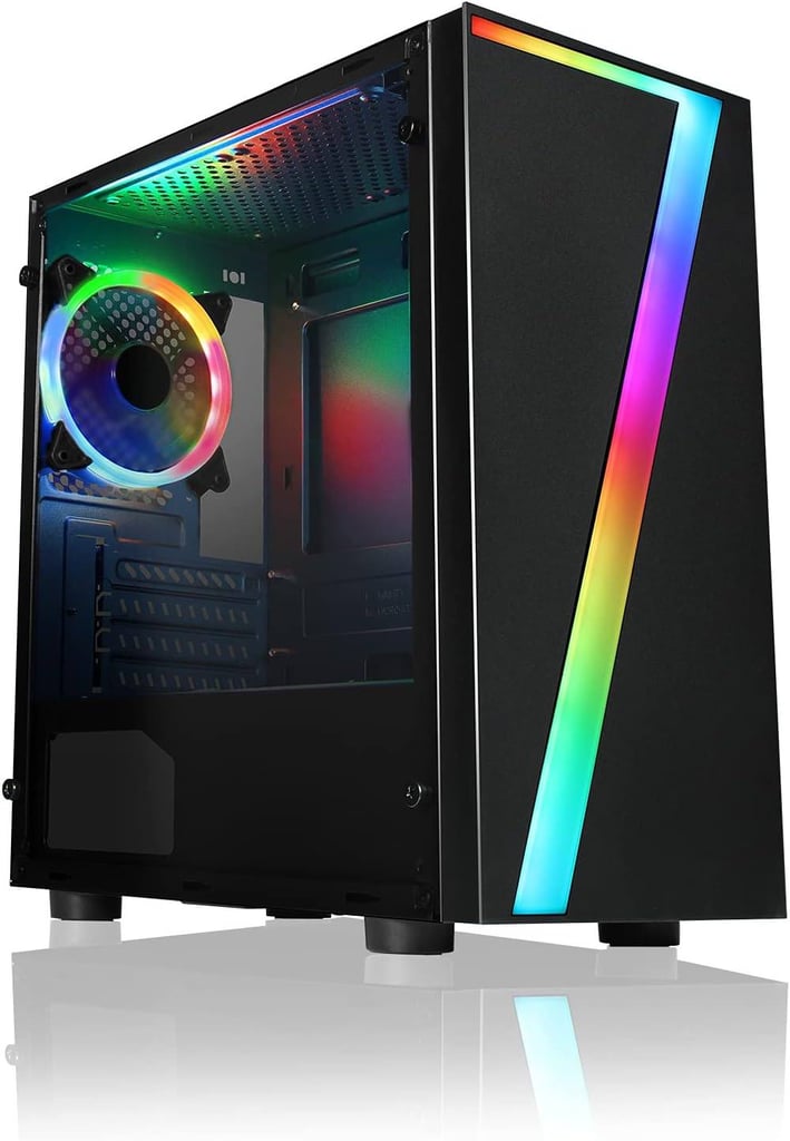 Windows 11 entry level gaming PC, full setup, keyboard, mouse and monitor