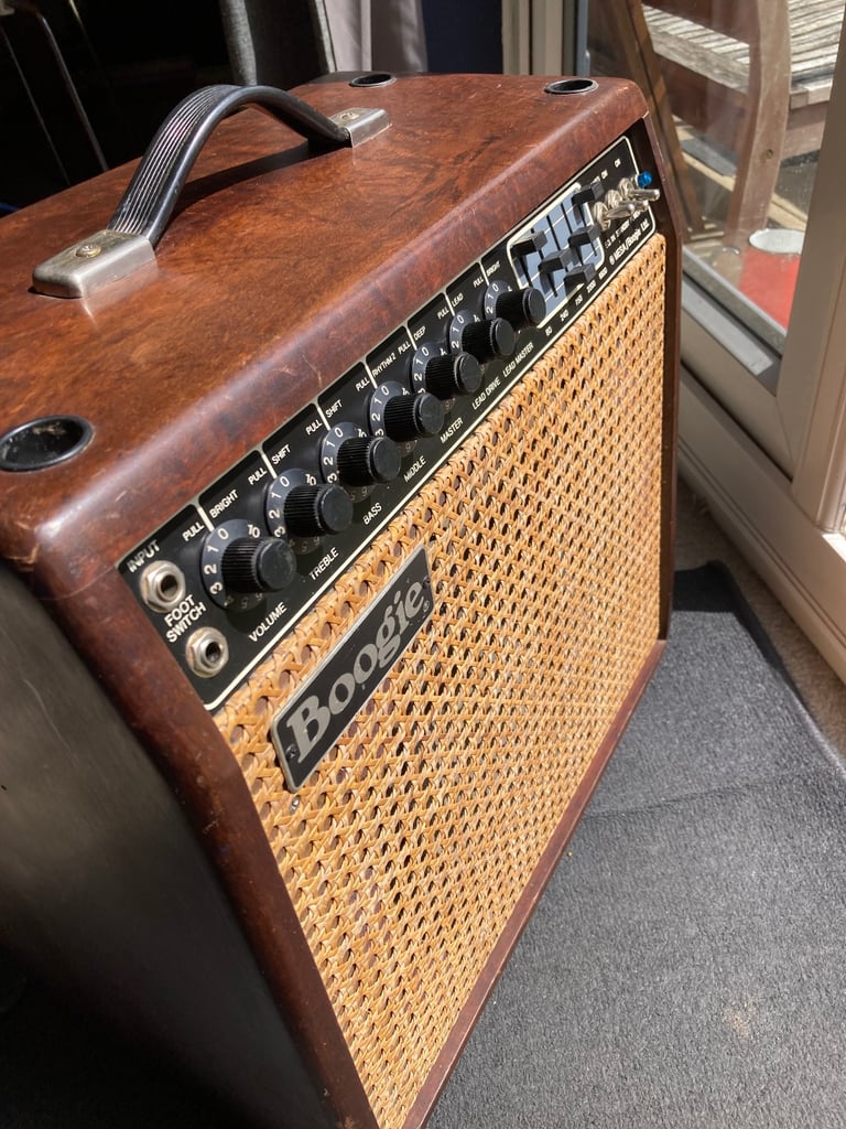 Mesa Boogie Mark III Purple Stripe with wheeled flight case