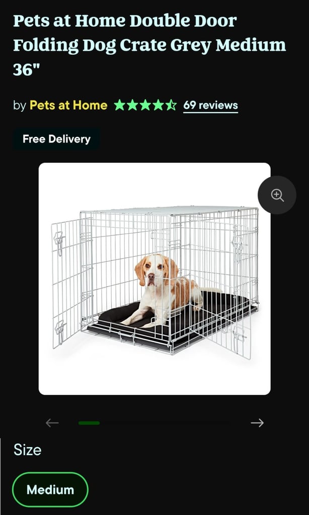 Pets at Home Double Door folding Dog crate Grey medium