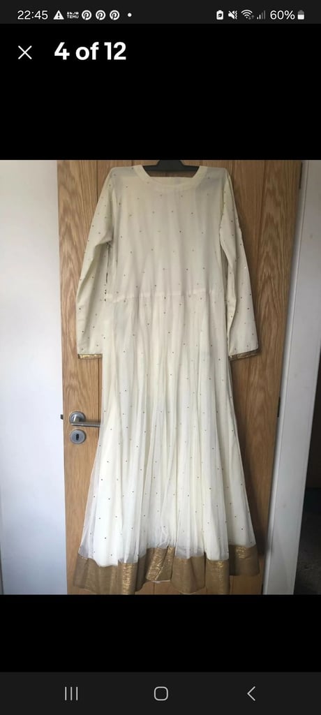 Pakistani Indian Party Dress Excellent Condition Cream With Gold Dimonds