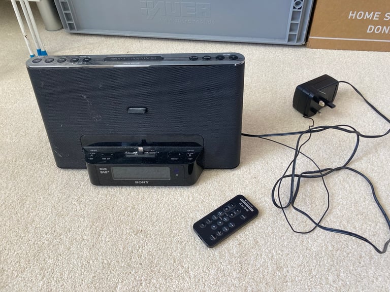 Sony DAB and Apple bedside clock radio with remote control