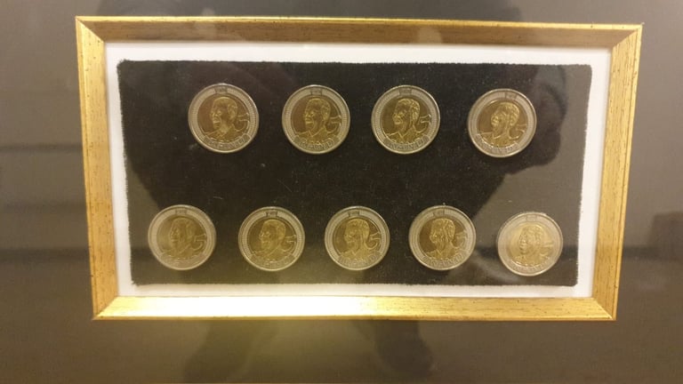 Large Picture of Nelson Mandela with Coins