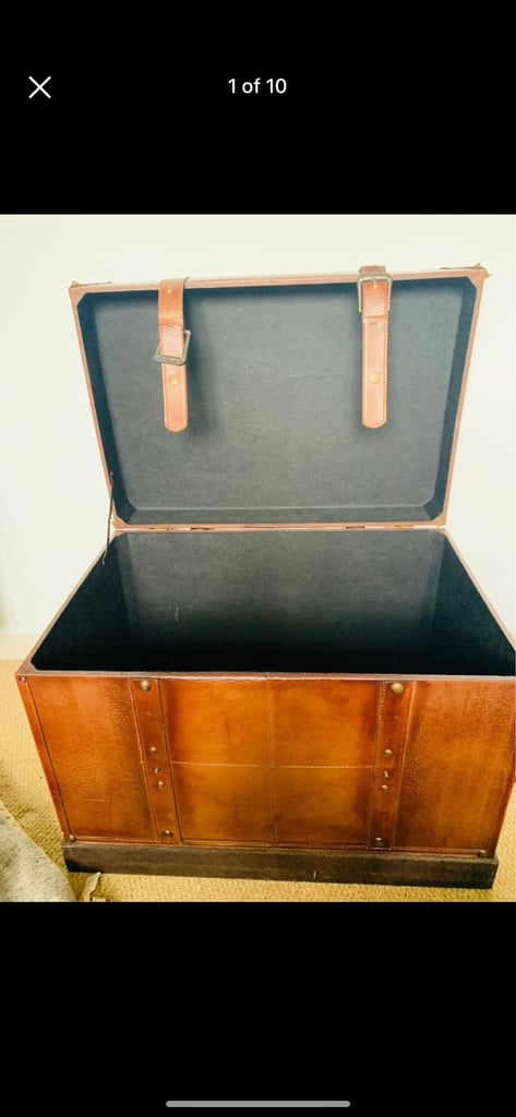 Leather large storage trunk 