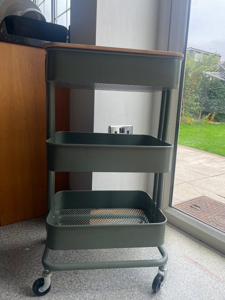 image for RÅSKOG Trolley, grey-green, 35x45x77 cm