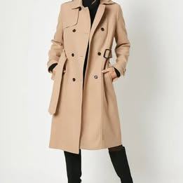 image for Faux Wool Belted Trench Coat Wallis