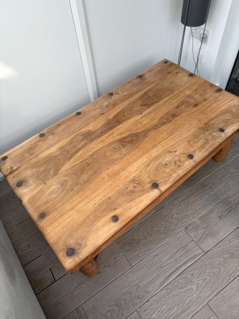 Two Indian Mahogany Solid Wood Coffee Tables 