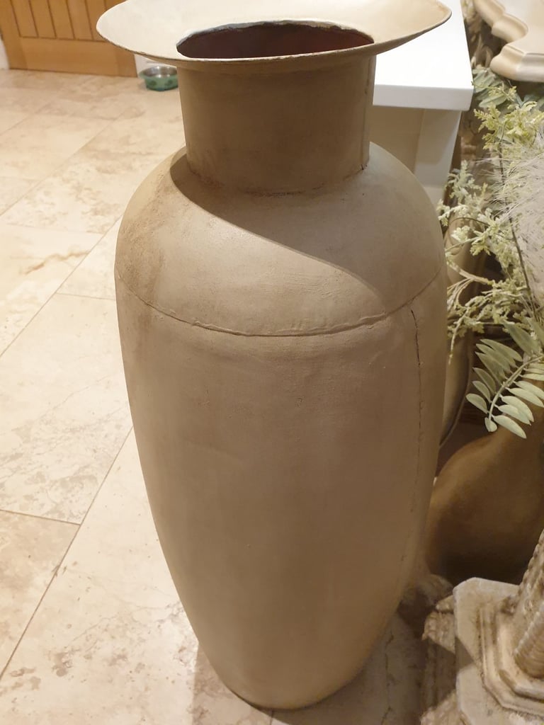 Old painted enamel floor standing vase