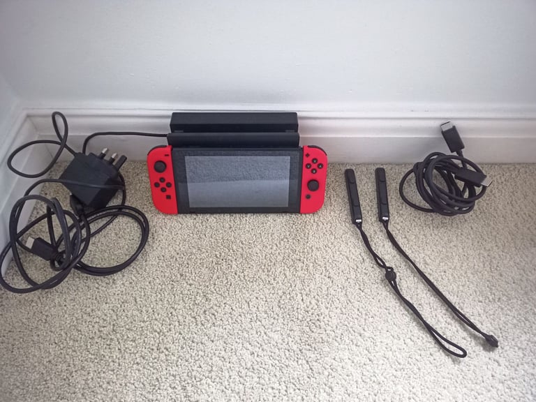 image for Nintendo Switch Console (32GB) – Red Controllers, Dock & Accessories Included