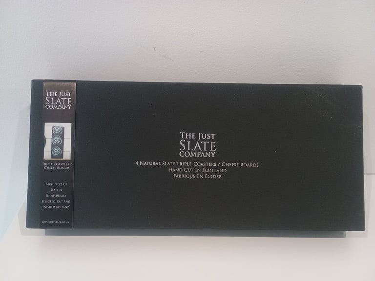 image for NEW - The Just Slate Company Natural Slate Triple Coasters / Cheese Boards (Set of 4)