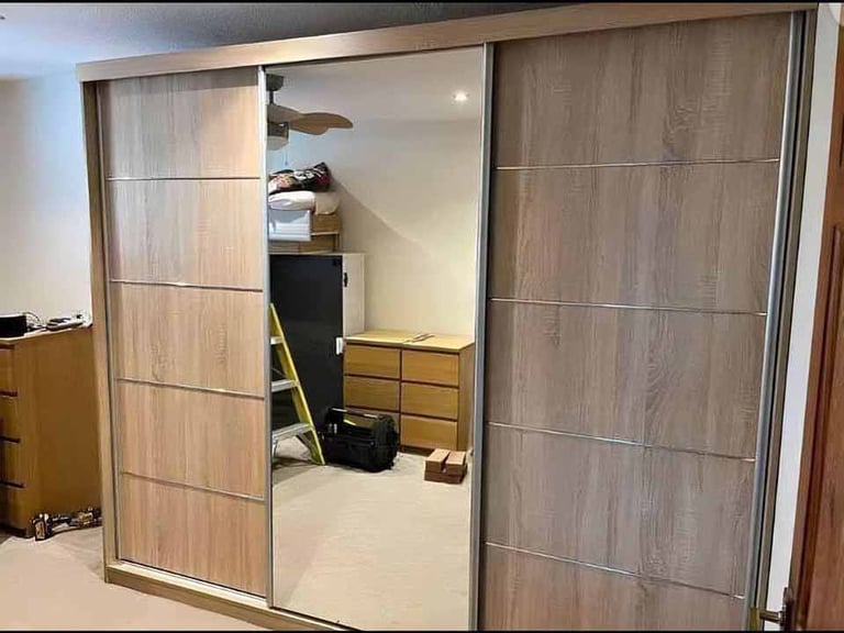 Modern Brand New 2 or 3 Doors Sliding Wardrobe with Mirrors in High Gloss or Matte Finish