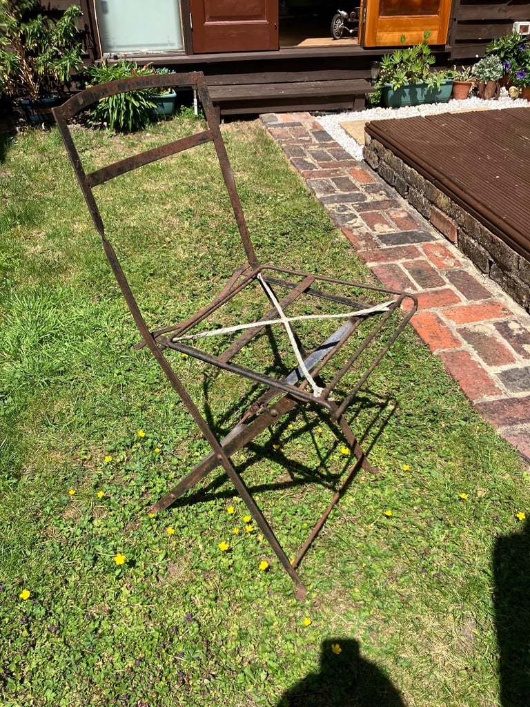 image for 4 Ex-Wimbledon folding metal frame chairs