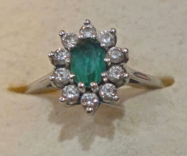 image for Plantinum Tourmaline & Diamond Halo Ring