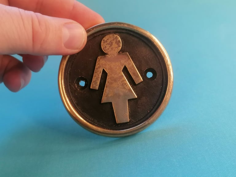 Vintage  brass  Toilet Lady door badge. Measurements on my pictures. As seen.