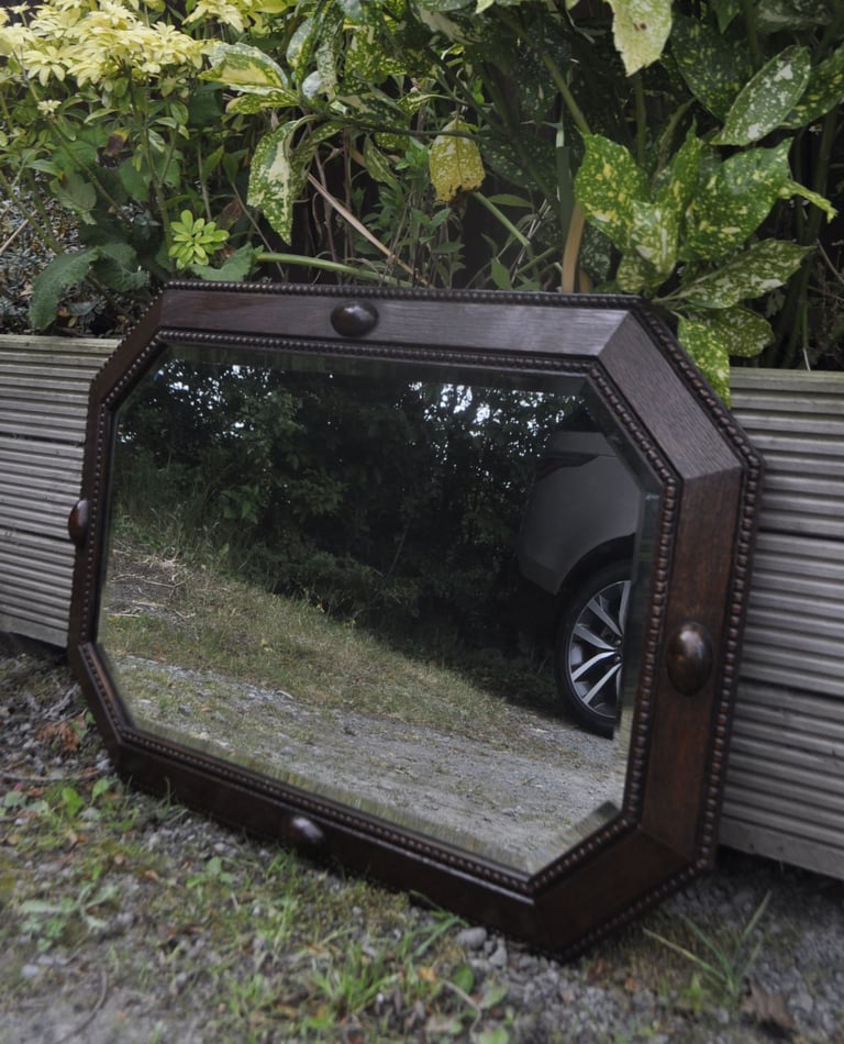 image for Vintage 1930s oak mirror