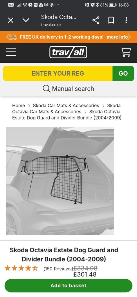 image for Skoda Octavia Estate Dog Guard and Divider Bundle