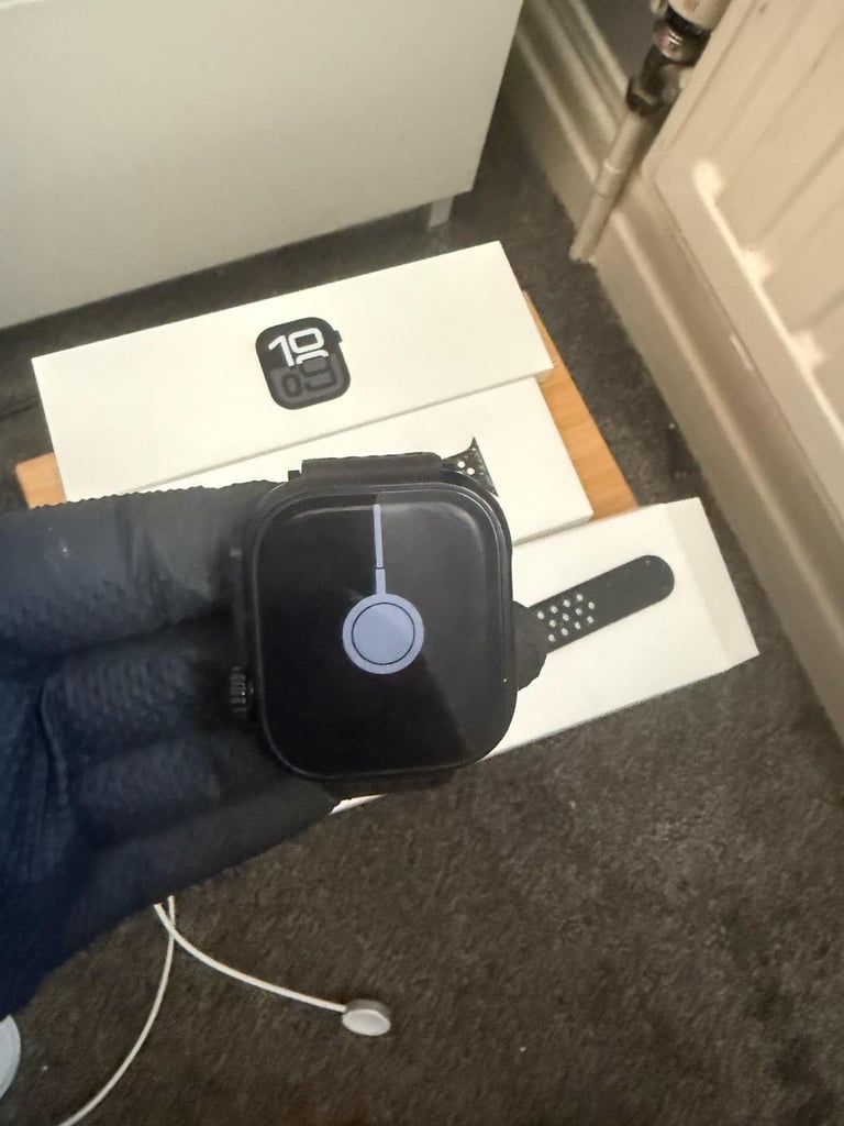 Apple Watch series 10 GPS+ Cellular, 46mm Jet Black Aluminium Case with Midnight Sky Nike 