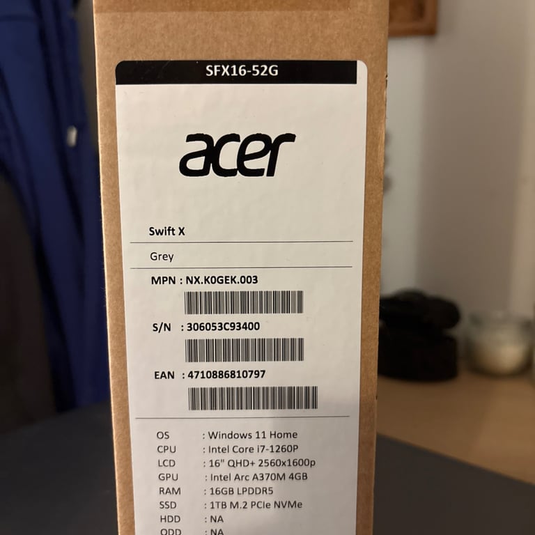 Acer Swift X nearly new.