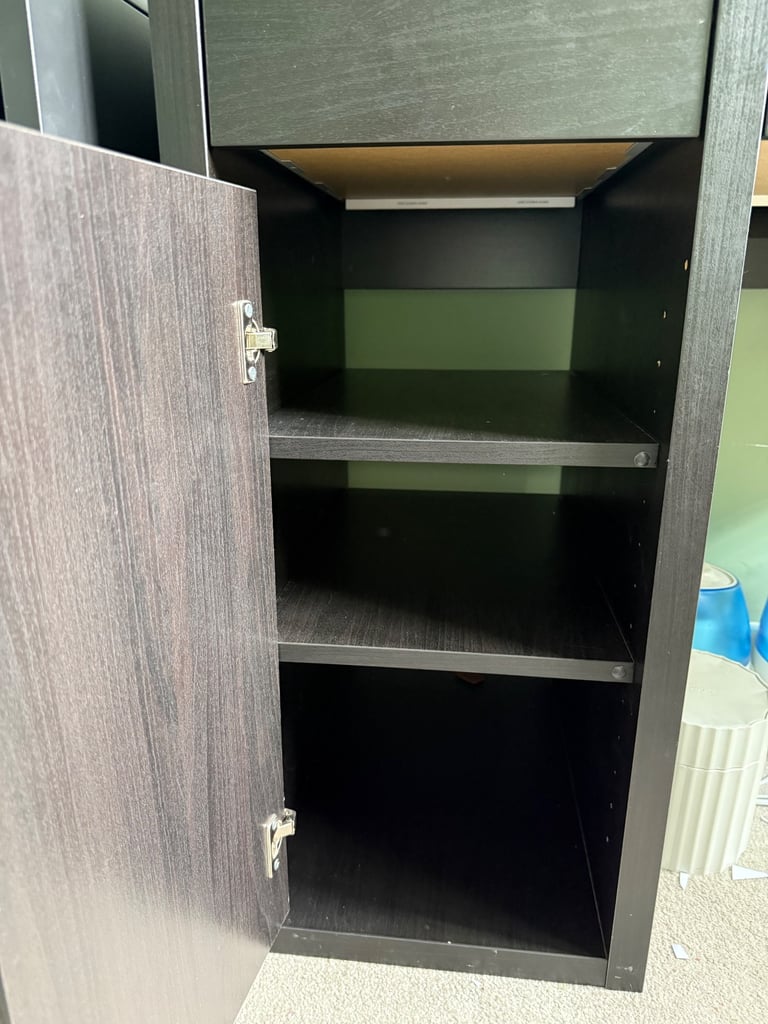 Black Desk, chair and cabinet office set 