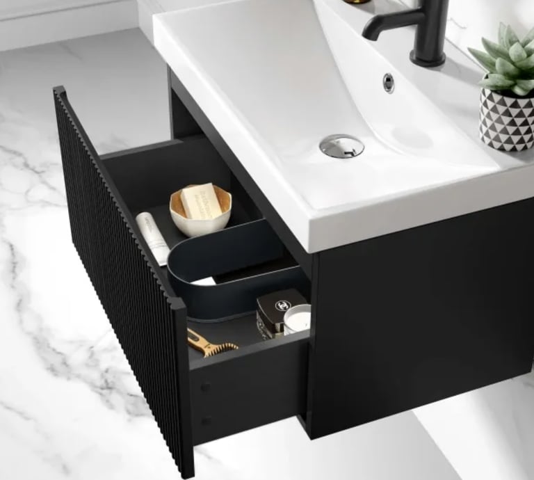 🖤 Modern Matt Black Bathroom Sink Unit – £220 (Brand New)