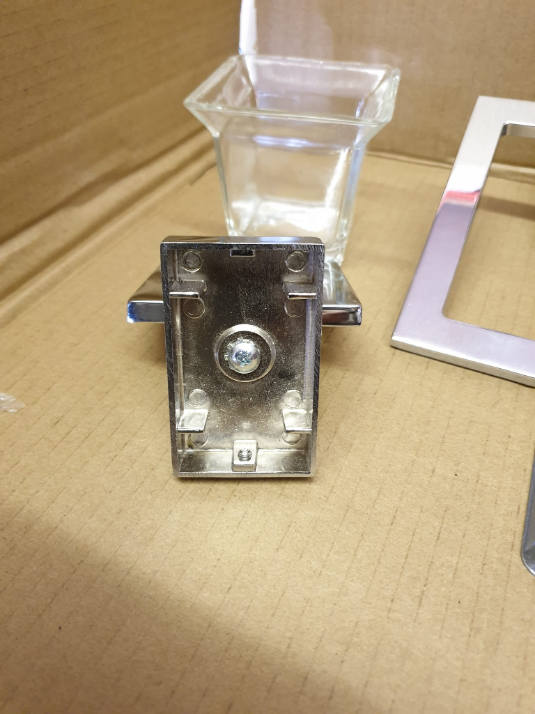 Bathroom Chrome Square Towel Holder & Tumbler Holder