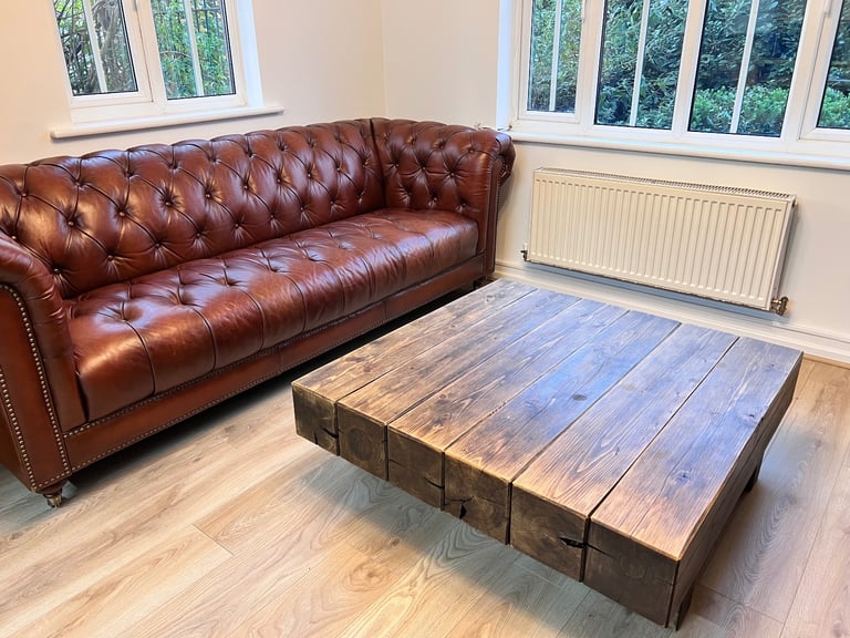 image for Valmiera Reclaimed Wood 110cm Log Coffee Table – Housing Units