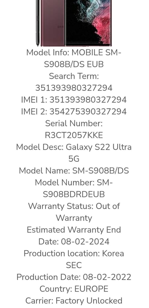 SAMSUNG S22 ULTRA 128GB 