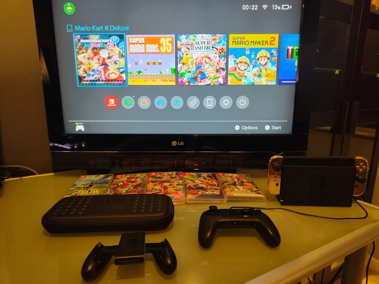 Nintendo Switch 32GB with Games and Pro Controller - Very Good Condition