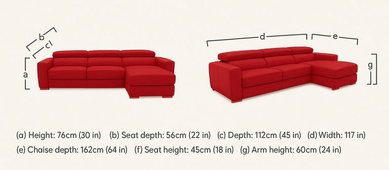 DFS Velocity / Kalamos Leather Chaise Sofa Bed - Red