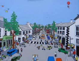 COCKERMOUTH MAIN STREET LAKE DISTRICT CUMBRIA ART PAINTINGS PICTURES