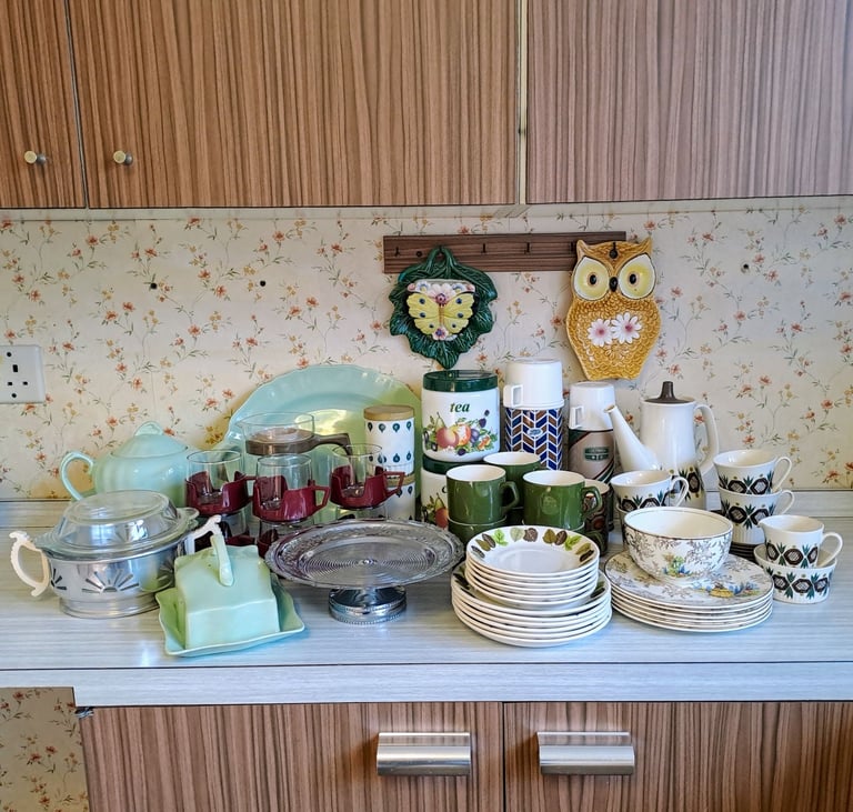 image for Vintage Retro Caravan Campervan Home Crockery Flasks Storage Jars etc.